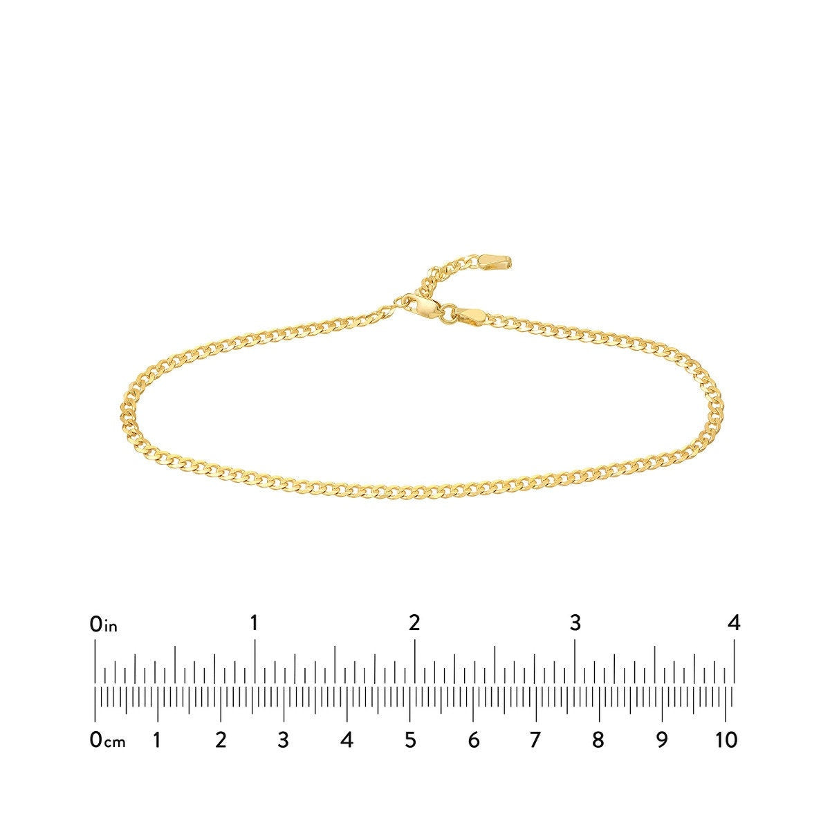 14K Yellow Gold Open Curb Chain Adjustable Anklet 10"Long, Gold Jewelry, Minimalist, Gift For Her, Handmade Jewelry, Anklets For Women