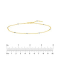 14K Yellow-White Gold 3mm Two-Tone Disco Bead Rolo Chain Anklet, 10