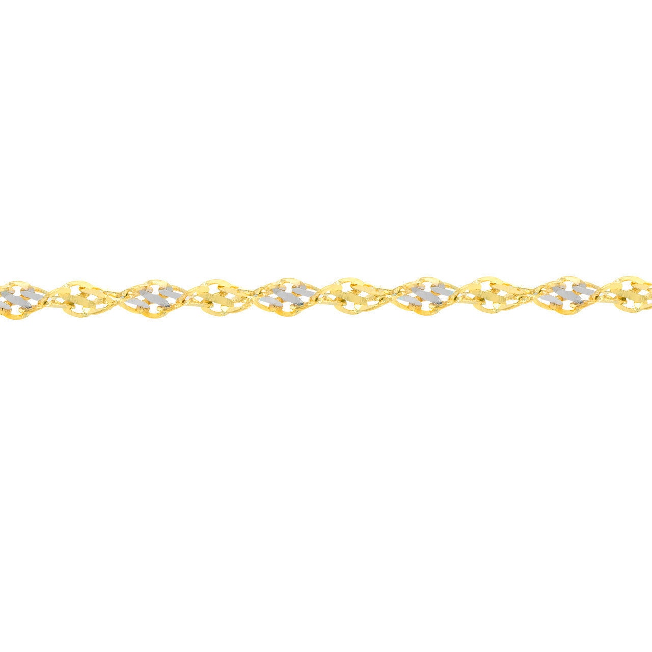 14K Yellow-white Gold 2.10mm Y/W Dorica Chain with Lobster Lock 10", Gift For Her, Handmade Jewelry, Anklets For Women