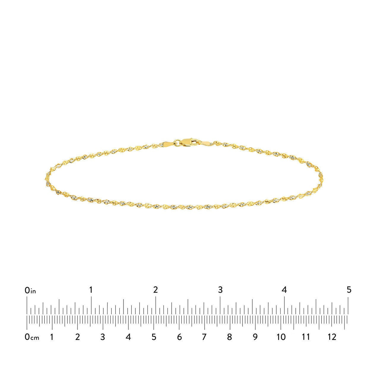 14K Yellow-white Gold 2.10mm Y/W Dorica Chain with Lobster Lock 10", Gift For Her, Handmade Jewelry, Anklets For Women