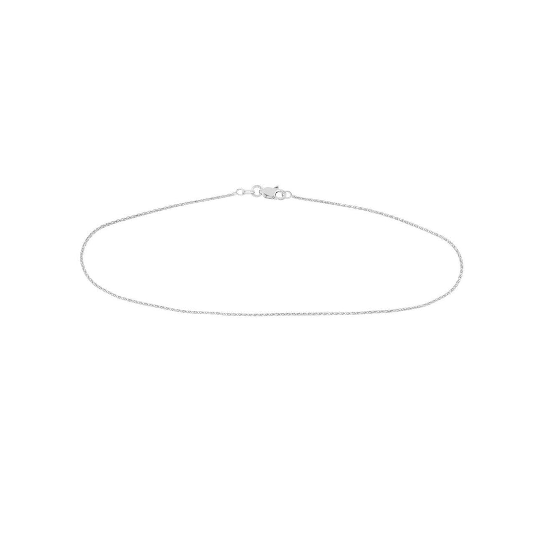 14K Dainty White Gold 1.05mm Diamond Cut Wheat Chain with Lobster Lock 10" Long, Gift For Her, Handmade Jewelry, Anklets For Women