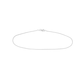 14K Dainty White Gold 1.05mm Diamond Cut Wheat Chain with Lobster Lock 10" Long, Gift For Her, Handmade Jewelry, Anklets For Women