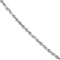 14K White Gold 1.8mm Hollow Light Rope Chain with Lobster Lock, 10