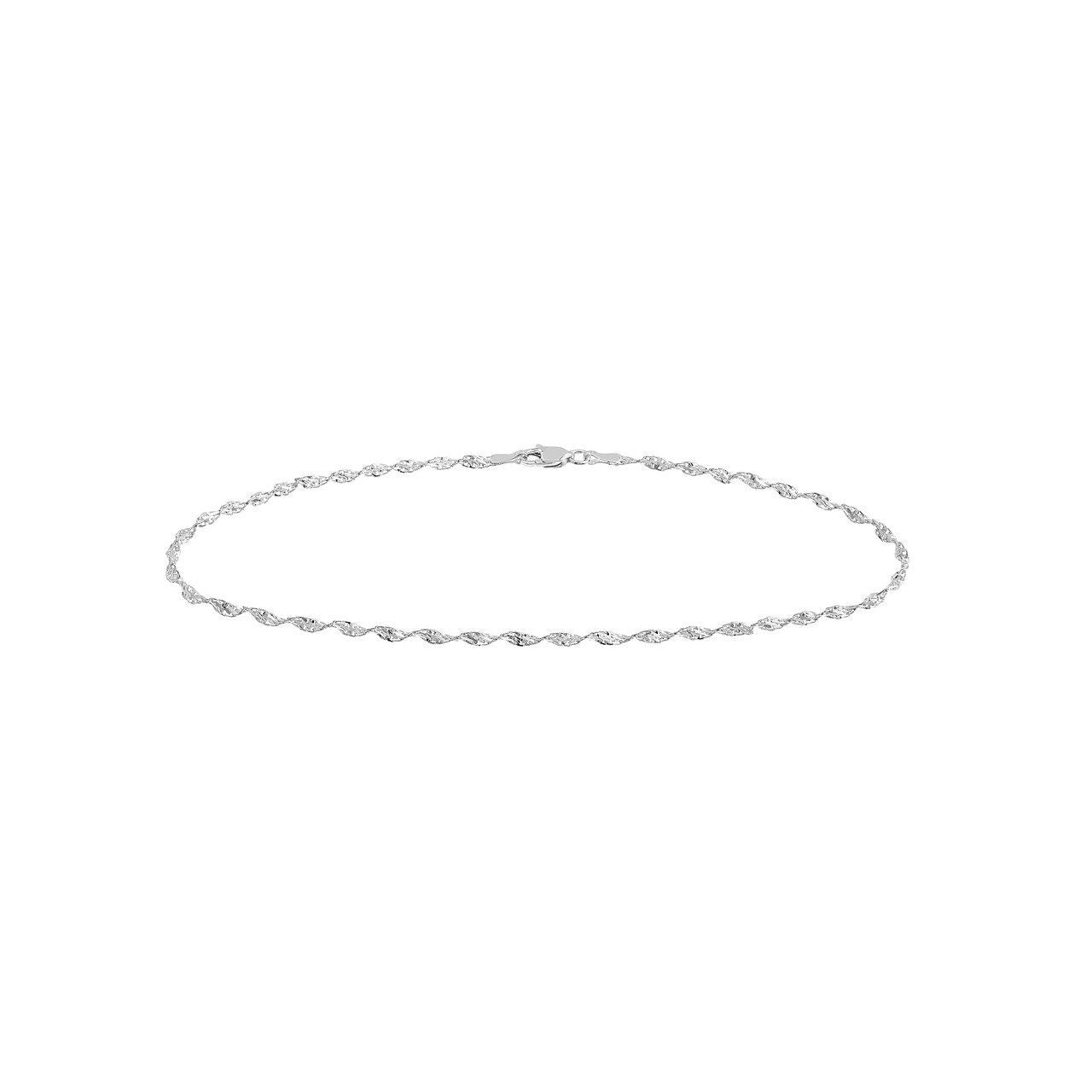 14K White Gold 2.10mm Twisted Dorica Chain with Lobster Lock 10" Long, Gift For Her, Handmade Jewelry, Anklets For Women