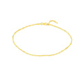 14K Yellow Gold Singapore Chain Anklet, 1.7mm Wide, Adjustable, 10