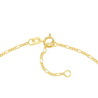 14K Yellow Gold Figaro Chain Anklet, 1.3mm Wide Adjustable, 10" Long, Gift For Her, Anklets For Women