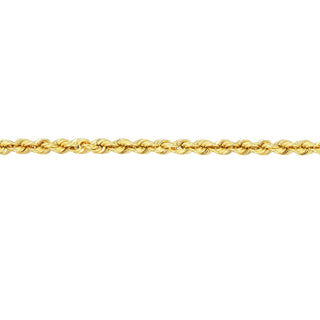 14K Yellow Gold Light Rope Chain Anklet, 1.8mm Wide, Hollow, Lobster Lock, 10" Long, Gift For Her, Anklets For Women