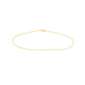 14K Dainty Yellow Gold Wheat Chain Anklet, Diamond Cut, 1.05mm Wide, Lobster Lock, 10