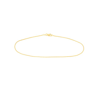 14K Dainty Yellow Gold Wheat Chain Anklet, Diamond Cut, 1.05mm Wide, Lobster Lock, 10" Long, Anklets For Women