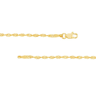 14K Yellow Gold Twisted Dorica Chain Anklet, 2.10mm Wide, Lobster Lock, 10" Long, Gift For Her, Anklets For Women