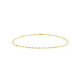 14K Yellow Gold Twisted Dorica Chain Anklet, 2.10mm Wide, Lobster Lock, 10