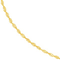 14K Yellow Gold Twisted Dorica Chain Anklet, 2.10mm Wide, Lobster Lock, 10