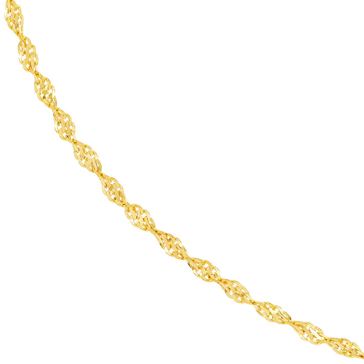 14K Yellow Gold Twisted Dorica Chain Anklet, 2.10mm Wide, Lobster Lock, 10" Long, Gift For Her, Anklets For Women