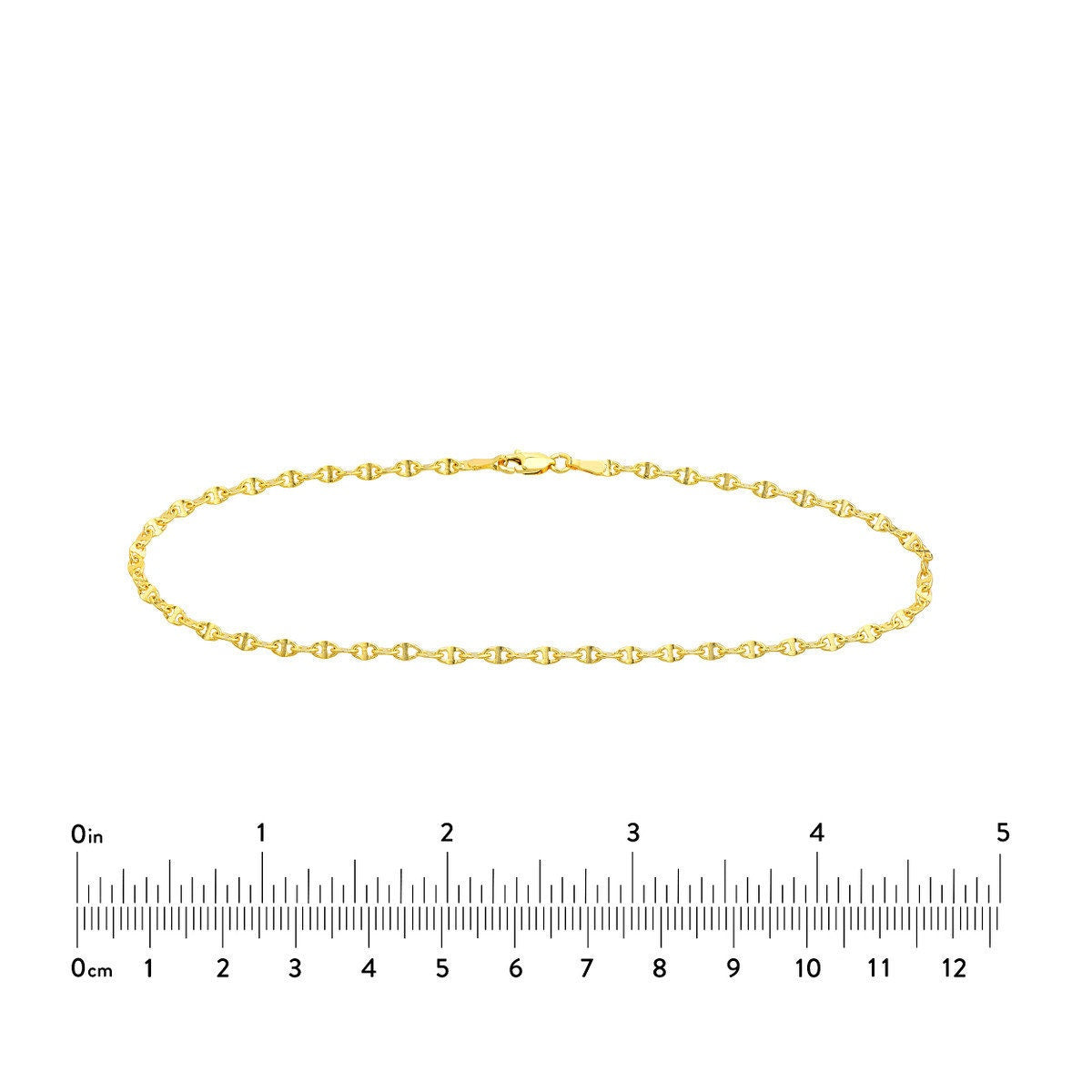 14K Yellow Fancy Gold Anchor Chain Anklet, 2.65mm Wide, 10" Long, Gift For Her,, Anklets For Women