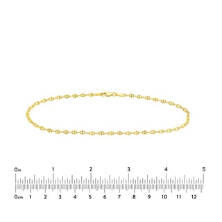 14K Yellow Fancy Gold Anchor Chain Anklet, 2.65mm Wide, 10" Long, Gift For Her,, Anklets For Women