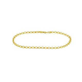 14K Yellow Gold 3.75 mm Hollow Rolo Chain with Lobster Lock 10" Long, Gift For Her, Handmade Jewelry, Anklets For Women