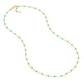 14K Yellow Gold Light Turquoise Enamel Bead on Piatto Chain, 10