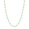 14K Yellow Gold Light Turquoise Enamel Bead on Piatto Chain, 10