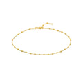 14K Yellow Gold 2.50mm Disco Bead Cable Chain Adjustable Anklet 10