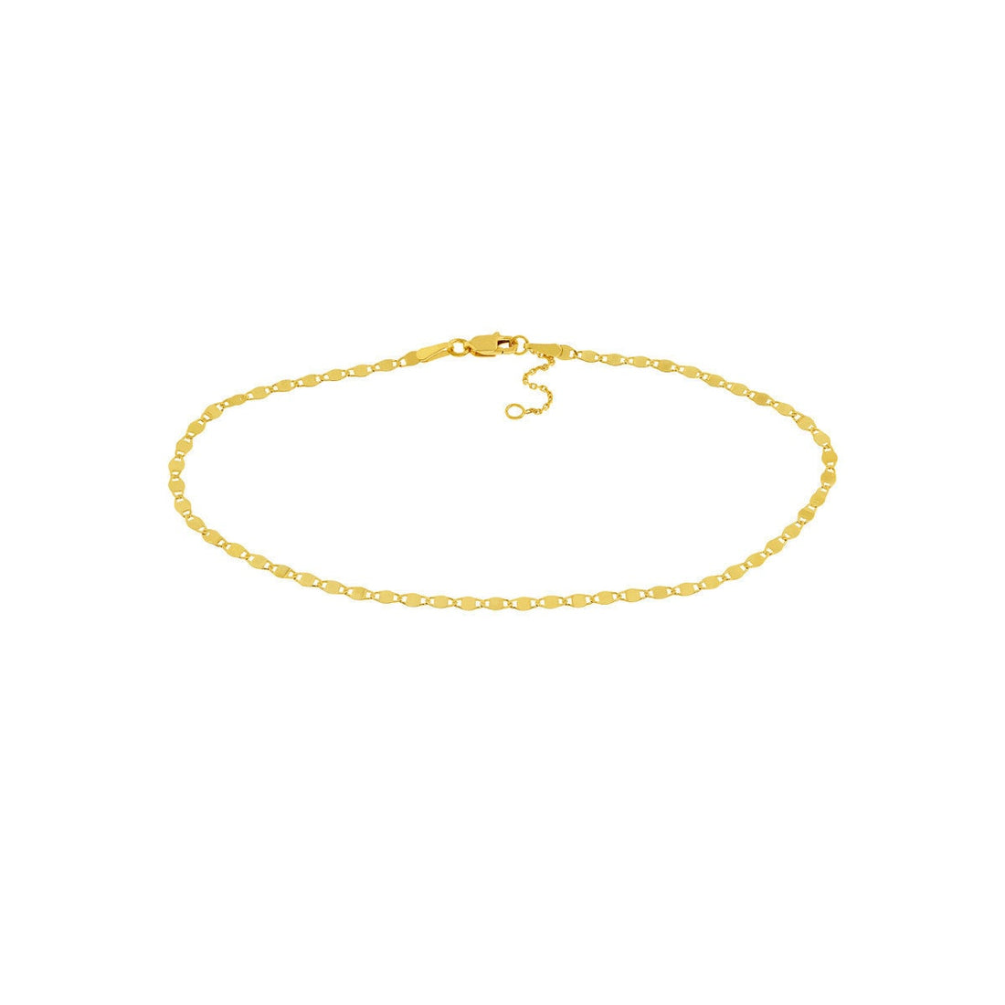 14K Yellow Gold 2.70mm Fancy Valentino Chain Adjustable Anklet, 10", Minimalist, Gift For Her, Handmade Jewelry, Anklets For Women