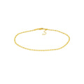 14K Yellow Gold 2.70mm Fancy Valentino Chain Adjustable Anklet, 10