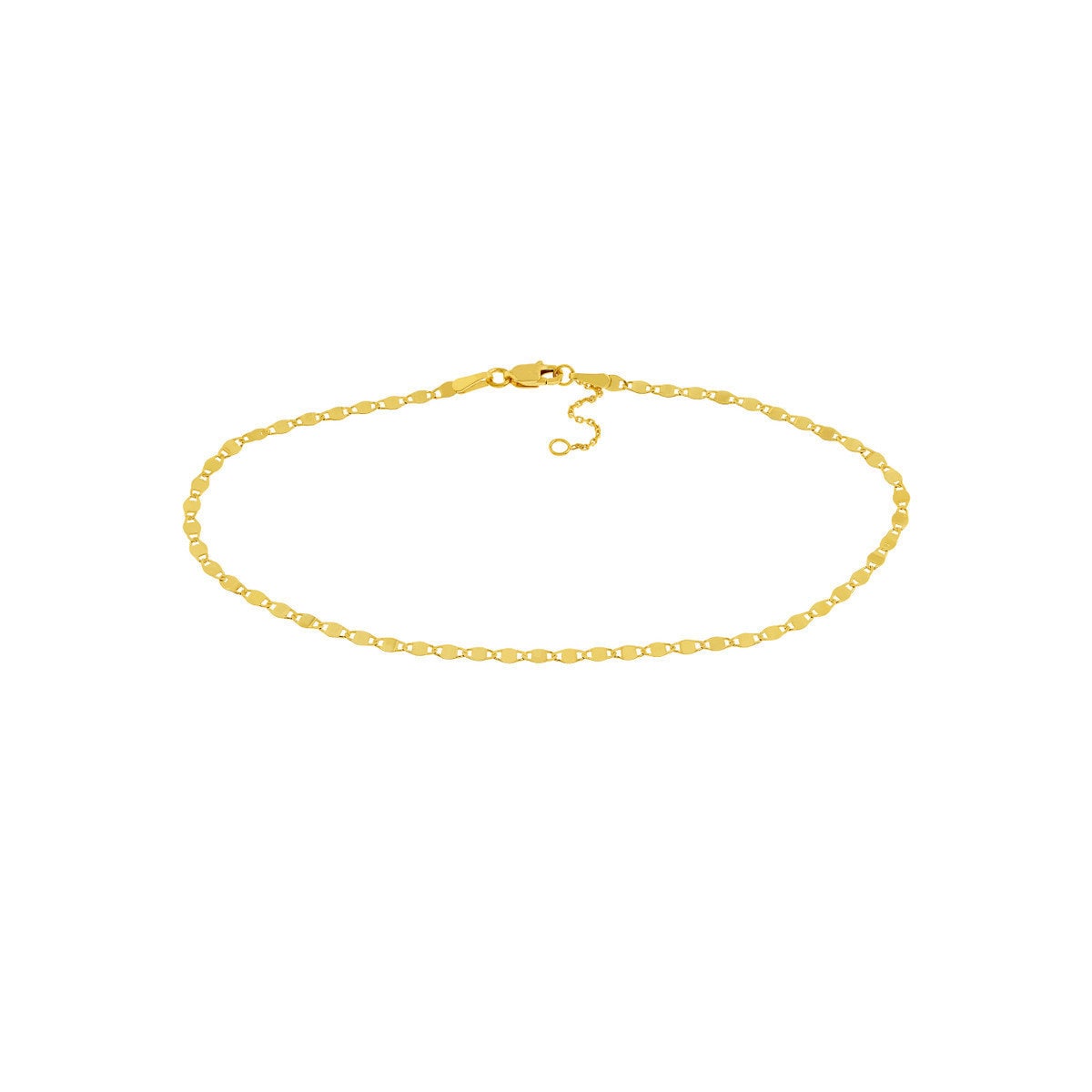 14K Yellow Gold 2.70mm Fancy Valentino Chain Adjustable Anklet, 10", Minimalist, Gift For Her, Handmade Jewelry, Anklets For Women