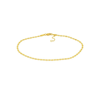 14K Yellow Gold 2.70mm Fancy Valentino Chain Adjustable Anklet, 10", Minimalist, Gift For Her, Handmade Jewelry, Anklets For Women