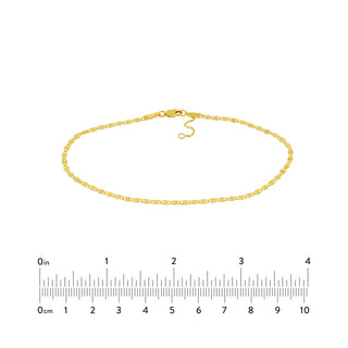 14K Yellow Gold 2.70mm Fancy Valentino Chain Adjustable Anklet, 10", Minimalist, Gift For Her, Handmade Jewelry, Anklets For Women