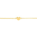 14K Yellow Gold Mini Heart On Rolo Chain Adjustable Anklet, 10