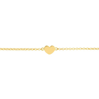 14K Yellow Gold Mini Heart On Rolo Chain Adjustable Anklet, 10" Long, Gift For Her, Handmade Jewelry, Anklets For Women