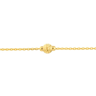 14K Yellow Gold Mini Diamond Cut Polished Bead Adjustable Anklet 10" Long, Minimalist, Gift For Her, Anklets For Women