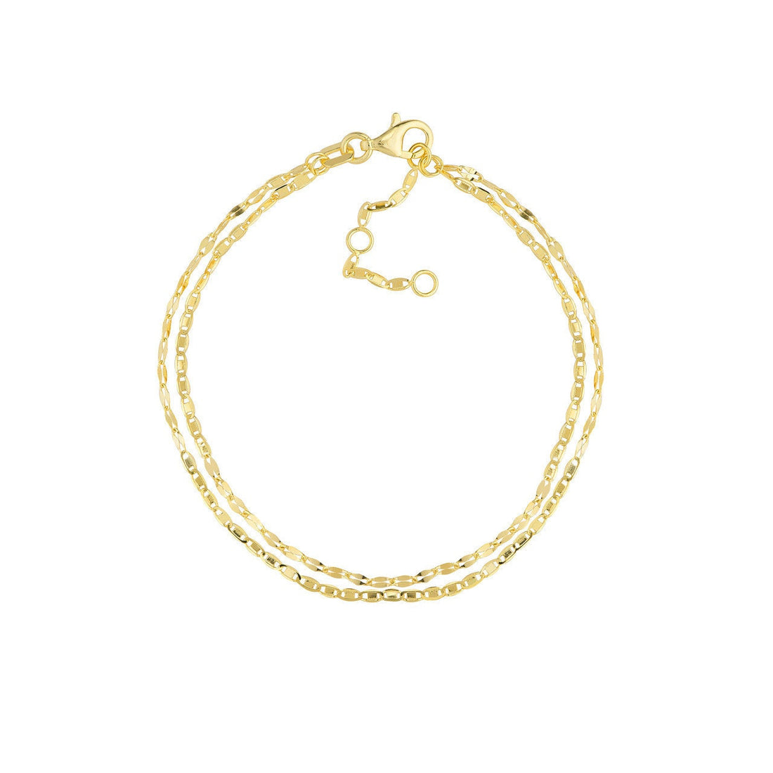 14K Yellow Gold Valentino & Hammered Forzentina Chain Adjustable 10", Gift For Her, Handmade Jewelry, Anklets For Women