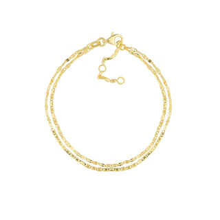 14K Yellow Gold Valentino & Hammered Forzentina Chain Adjustable 10", Gift For Her, Handmade Jewelry, Anklets For Women