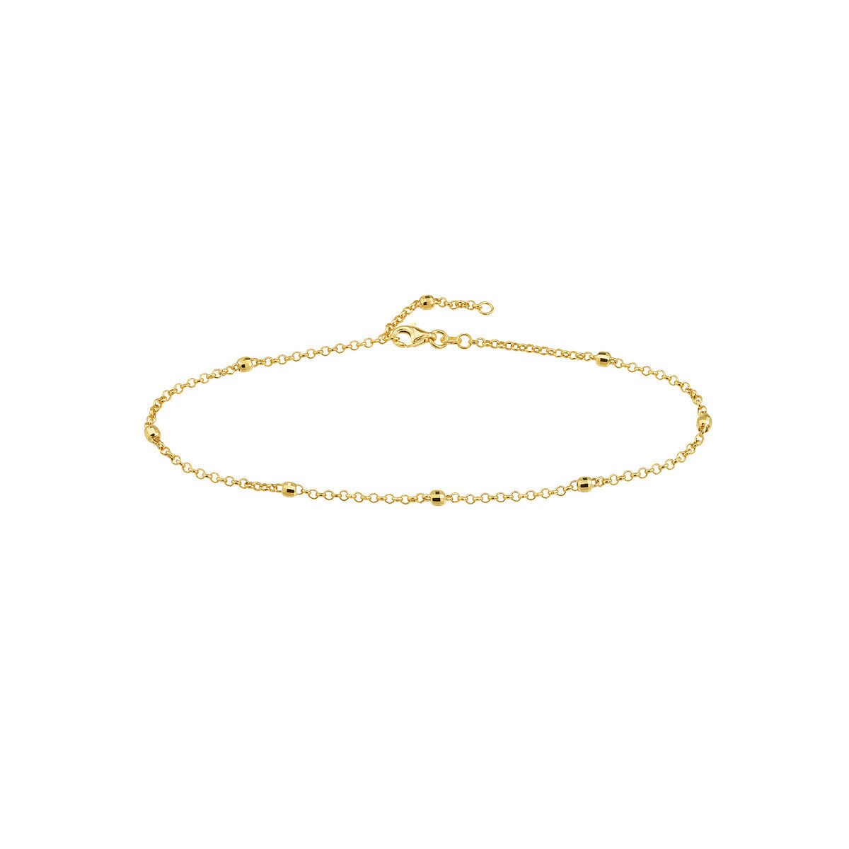 14K Yellow Gold 3mm Disco Bead Rolo Chain Anklet 10" Long, Gold Jewelry, Minimalist, Gift For Her, Handmade Jewelry, Anklets For Women