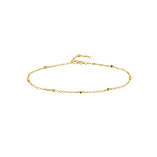 14K Yellow Gold 3mm Disco Bead Rolo Chain Anklet 10" Long, Gold Jewelry, Minimalist, Gift For Her, Handmade Jewelry, Anklets For Women