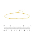 14K Yellow Gold 3mm Disco Bead Rolo Chain Anklet 10