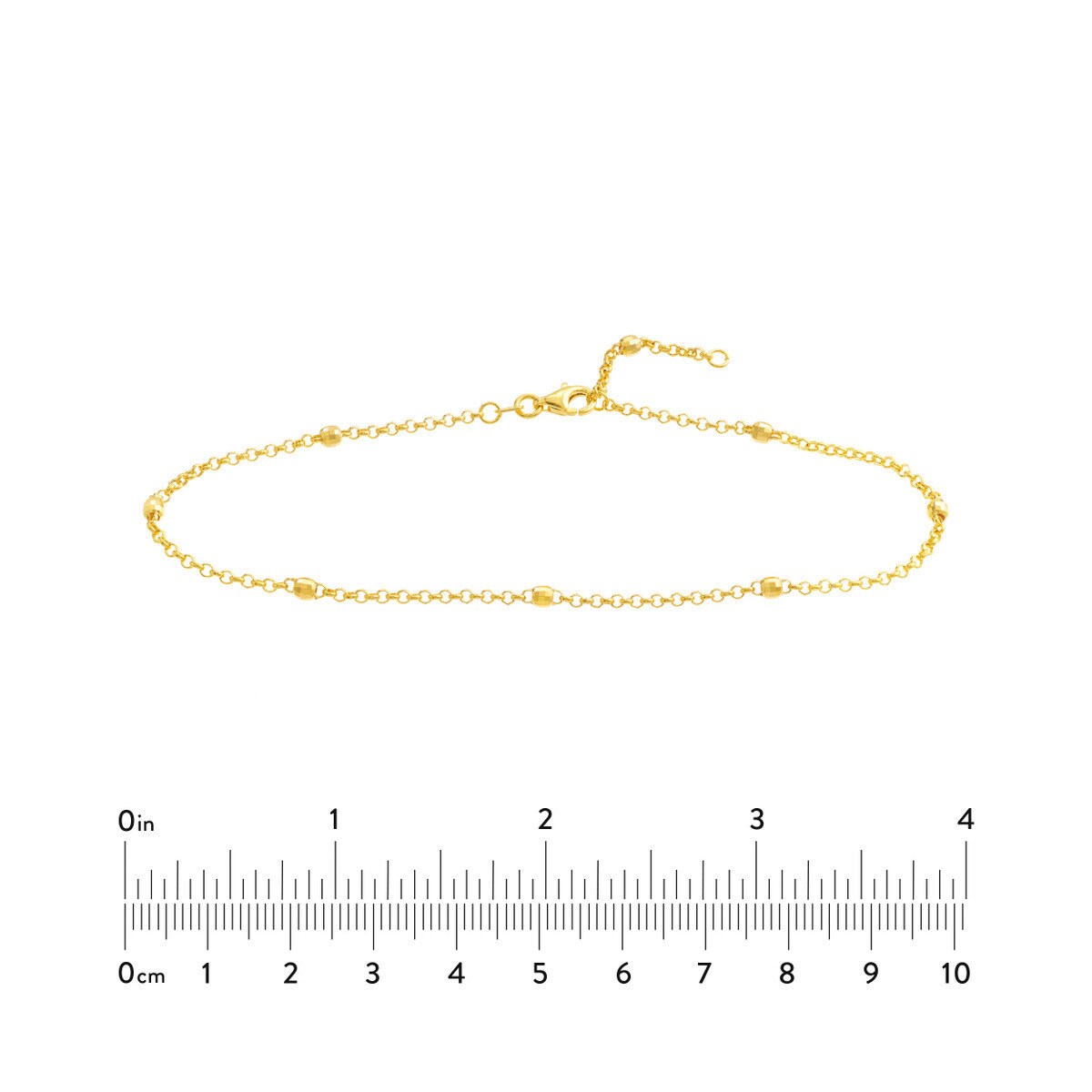 14K Yellow Gold 3mm Disco Bead Rolo Chain Anklet 10" Long, Gold Jewelry, Minimalist, Gift For Her, Handmade Jewelry, Anklets For Women