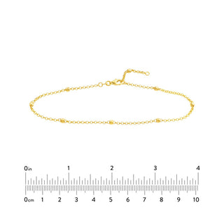 14K Yellow Gold 3mm Disco Bead Rolo Chain Anklet 10" Long, Gold Jewelry, Minimalist, Gift For Her, Handmade Jewelry, Anklets For Women