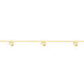 14K Yellow Gold Open CZ Heart Multi Dangle Adjustable Anklet 10