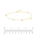 14K Yellow Gold Open CZ Heart Multi Dangle Adjustable Anklet 10