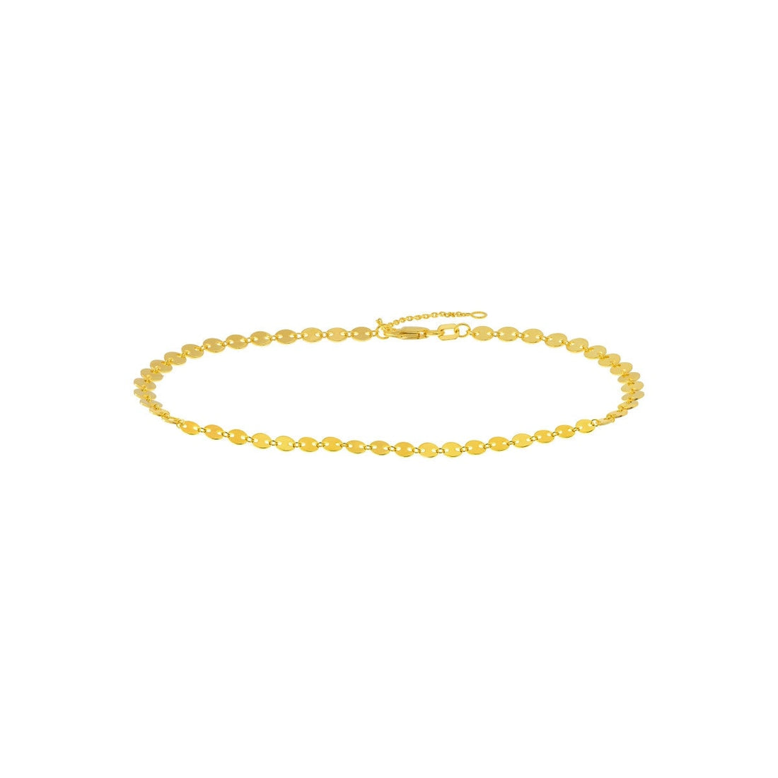 14K Yellow Gold 4mm Full Disk Adjustable Anklet 10" Long. Gold Jewelry, Minimalist, Gift For Her, Handmade Jewelry, Anklets For Women