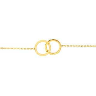 Dainty 14K Yellow Gold Intertwined Circles Adjustable Anklet,10" Long, Gift For Her, Handmade Jewelry, Anklets For Women