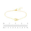 Dainty 14K Yellow Gold Intertwined Circles Adjustable Anklet,10