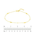 14K Yellow Gold Mini Bead & Twist Adjustable Anklet 10