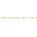 14kt Yellow-white Gold Two-Tone Oval Stamping Link Chain Anklet,10