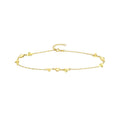 14K Yellow Gold Polished and Fluted Hearts Adjustable Anklet 10