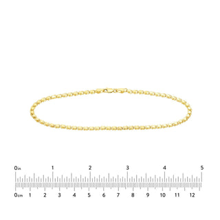 14kt Yellow Gold 3.0mm Mirror Heart Chain Anklet,10" Long, Gold Jewelry, Minimalist, Gift For Her, Handmade Jewelry, Anklets For Women