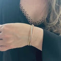 14K Tri-Color Gold Triple Row Stretch Mesh Bangle, 8.7mm, Size 7.5