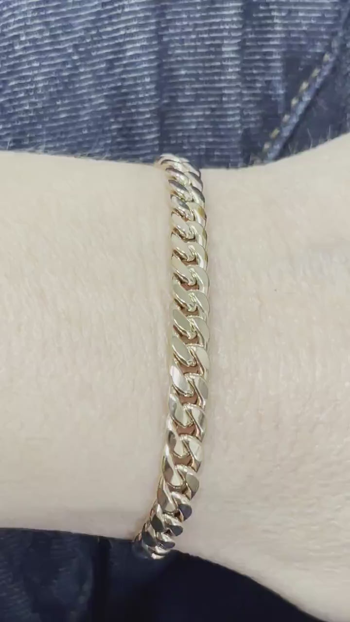 14K Rose Gold 7.25 Inch Classic Miami Cuban Link Bracelet, 6mm Wide, White Gold, Yellow Gold, Real Gold Bracelet, Curb Bracelet, Women