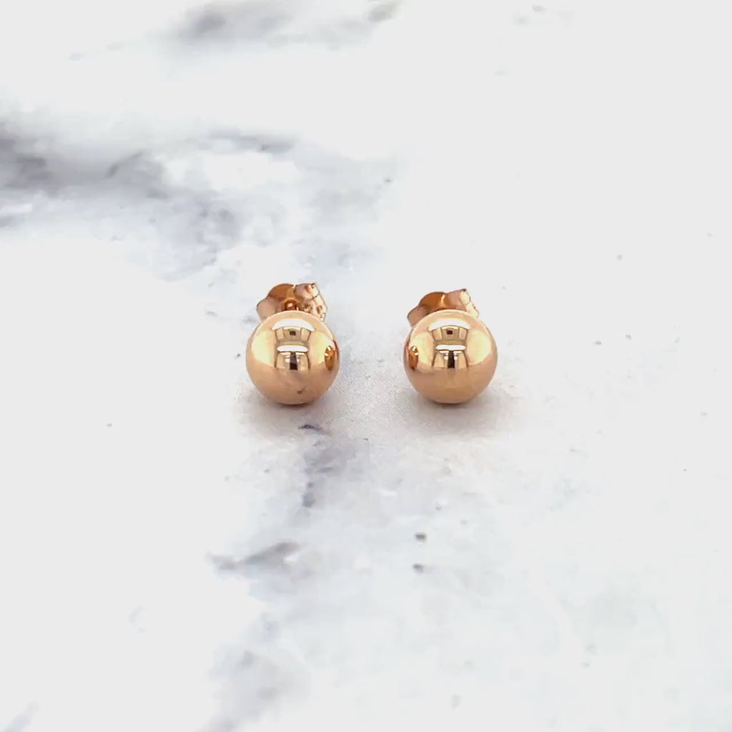 14K Rose Gold Polished 3mm 4mm 5mm 6mm 7mm 8mm 10mm Ball Post Earrings, Ball Stud Earrings, Gold Ball Earring, Real Gold Studs, Women